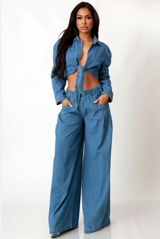 SET JEAN PALAZO (TOP & PANTALON)